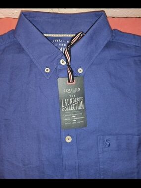 Joules Men's Button-Down Shirt in Royal Blue